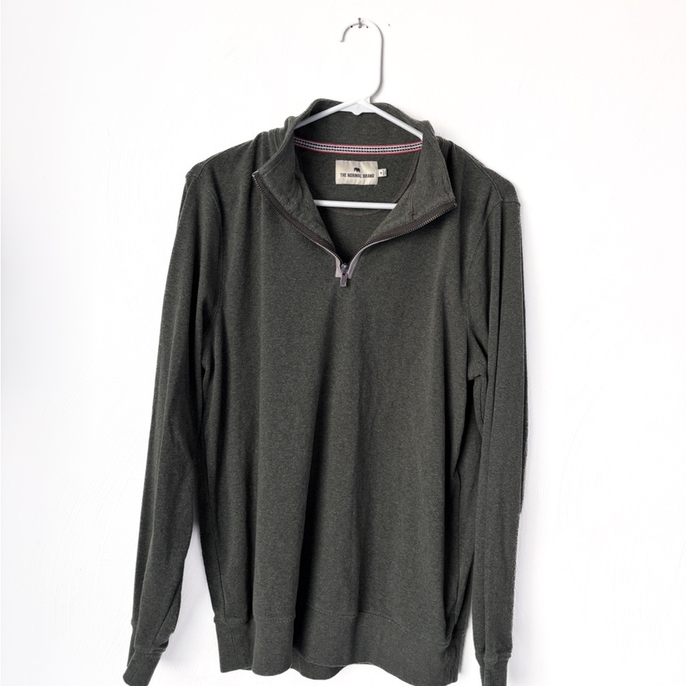 The Normal Brand Puremeso Weekend Quarter Zip in Olive - Picture 3 of 5